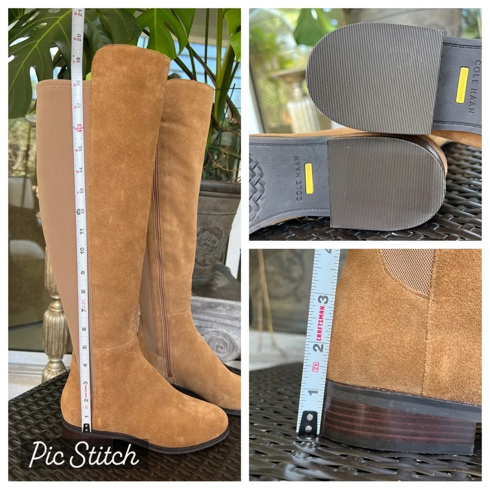 COLE HAAN Suede + textile combo boots